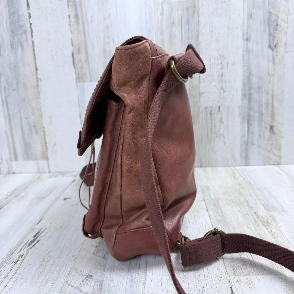 The Sak Ventura Convertible Backpack Crossbody Bag Brown Leather Cognac Boho